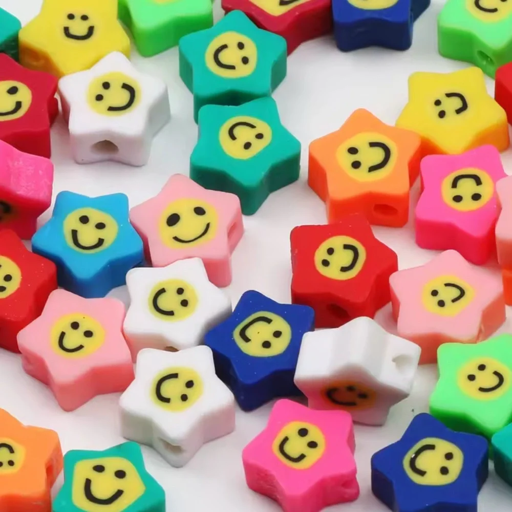Mix Smiley Happy Face Polymer Clay Beads - 10mm - Fash Brand